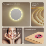 Specchio da bagno rotondo illuminato 60 cm con colore caldo 3000K