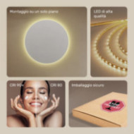 Specchio da bagno rotondo illuminato 80 cm con colore caldo 3000K