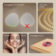 Specchio decorativo irregolare a LED 54x54 cm con colore freddo LED 7000K