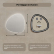 Specchio decorativo irregolare a LED 54x54 cm con colore freddo LED 7000K