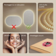 Specchio da bagno illuminato 50x80 cm con colore neutro 4500K