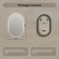 Specchio da bagno illuminato 50x80 cm con colore neutro 4500K