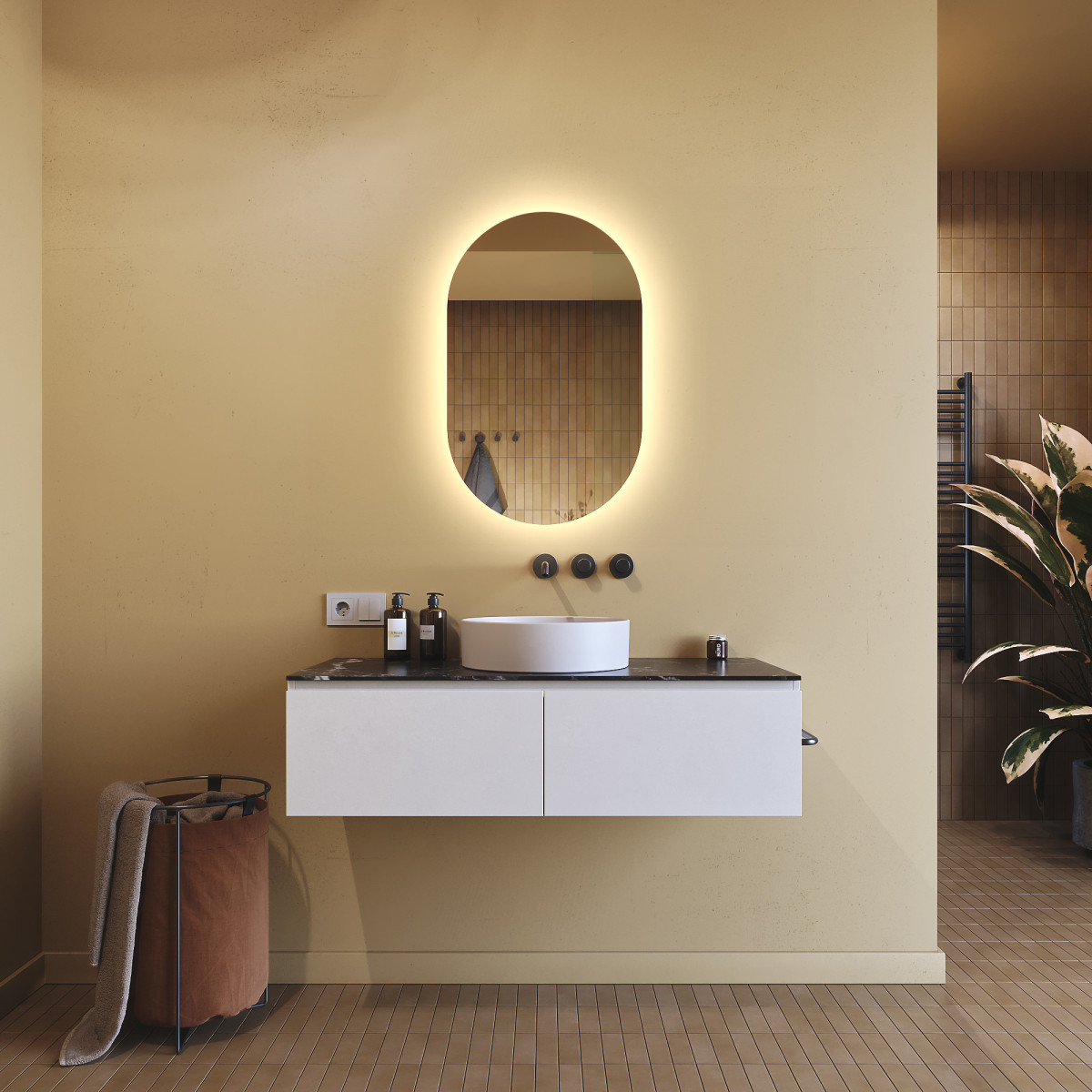 Specchio da bagno illuminato 50x80 cm con colore neutro 4500K