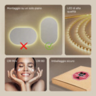 Specchio da bagno illuminato 50x80cm con colore caldo 3000K