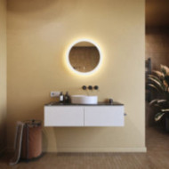 Specchio da bagno rotondo illuminato a LED 60cm con doppio colore, interruttore touch