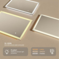 Specchio da bagno rettangolare con illuminazione LED 100x70 cm con doppia tonalità, interruttore touch