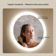 Specchio rotondo da bagno con illuminazione LED da 60 cm, Dual Color, interruttore touch e tappetino riscaldante