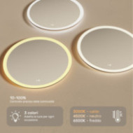 Specchio da bagno rettangolare con illuminazione a LED 80 cm con doppia tonalità, interruttore touch, tappeto riscaldante