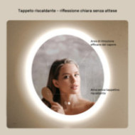 Specchio da bagno rettangolare con illuminazione a LED 80 cm con doppia tonalità, interruttore touch, tappeto riscaldante