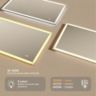 Specchio da bagno rettangolare con illuminazione 120x70 cm con doppia tonalità, interruttore touch, tappetino riscaldante