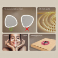 Specchio irregolare con illuminazione, 84x84 cm, bicolore, interruttore touch, tappetino riscaldante