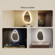 Specchio irregolare con illuminazione, 64x104 cm, bicolore, interruttore touch