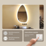Specchio irregolare con illuminazione, 64x104 cm, bicolore, interruttore touch