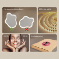 Specchio irregolare con illuminazione, 74x94 cm, bicolore, interruttore tattile