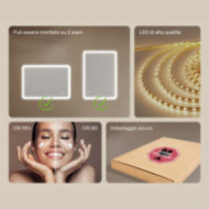 Specchio da bagno arrotondato con illuminazione a LED, 100x70 cm, bicolore, interruttore tattile