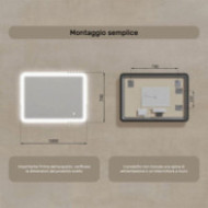 Specchio da bagno arrotondato con illuminazione a LED, 100x70 cm, bicolore, interruttore tattile