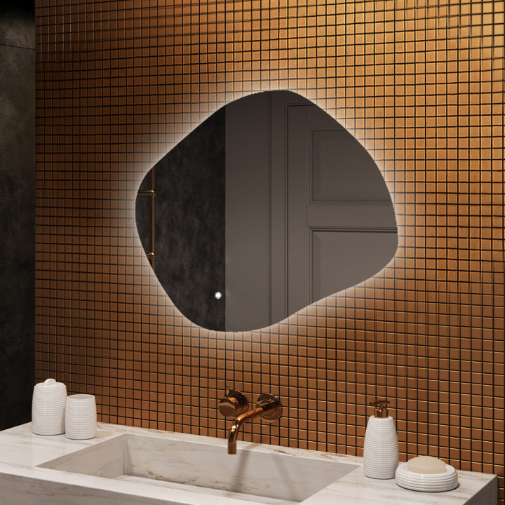 Specchio da bagno con illuminazione, 84x74 cm, bicolore, interruttore tattile