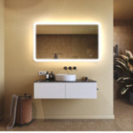 Specchio da bagno arrotondato con illuminazione a LED, 120x70 cm, bicolore, interruttore tattile
