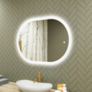 Specchio da bagno illuminato, 100x70 cm, bicolore, interruttore tattile