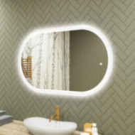 Specchio da bagno illuminato, 120x70 cm, bicolore, interruttore a sfioramento