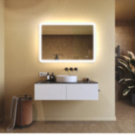 Specchio da bagno arrotondato con illuminazione a LED, 100x70 cm, bicolore, interruttore tattile, copertura riscaldante