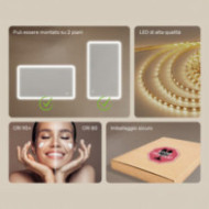 Specchio da bagno arrotondato con illuminazione a LED, 120x70 cm, bicolore, interruttore tattile, copertura riscaldante