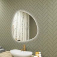 Specchio irregolare illuminato, 84x84 cm, bicolore, interruttore a sfioramento, copertura riscaldante
