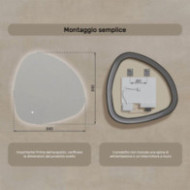 Specchio irregolare illuminato, 84x84 cm, bicolore, interruttore a sfioramento, copertura riscaldante