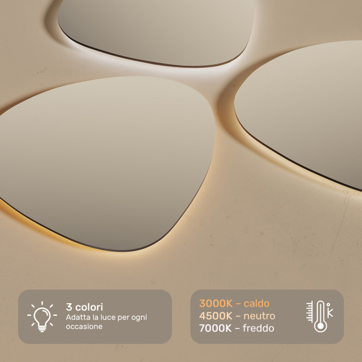 Specchio da bagno con illuminazione, 84x74 cm, bicolore, interruttore tattile