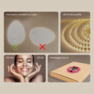 Specchio irregolare con illuminazione, 64x94 cm, bicolore, interruttore tattile