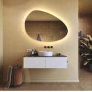 Specchio irregolare con illuminazione, 114x84 cm, bicolore, interruttore tattile