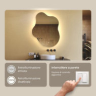 Specchio irregolare con illuminazione, 74x94 cm, bicolore, interruttore tattile