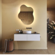 Specchio irregolare con illuminazione, 74x94 cm, bicolore, interruttore tattile