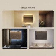 Specchio da bagno arrotondato con illuminazione a LED, 80x60 cm, bicolore, interruttore tattile