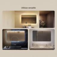 Specchio da bagno arrotondato con illuminazione a LED, 120x70 cm, bicolore, interruttore tattile