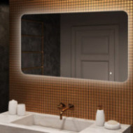 Specchio da bagno arrotondato con illuminazione a LED, 120x70 cm, bicolore, interruttore tattile