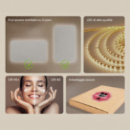 Specchio da bagno arrotondato con illuminazione a LED, 120x70 cm, bicolore, interruttore tattile