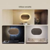 Specchio da bagno illuminato, 80x50 cm, bicolore, interruttore a sfioramento