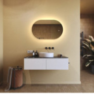 Specchio da bagno illuminato, 80x50 cm, bicolore, interruttore a sfioramento