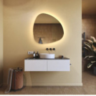 Specchio irregolare illuminato, 84x84 cm, bicolore, interruttore a sfioramento, tappeto riscaldante