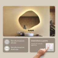 Specchio da bagno con illuminazione, 84x74 cm, bicolore, interruttore tattile, tappeto riscaldante