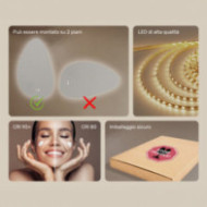 Specchio irregolare con illuminazione, 64x104 cm, bicolore, interruttore a sfioramento, tappetino riscaldante