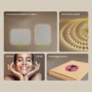 Specchio da bagno arrotondato con illuminazione a LED, 80x60 cm, bicolore, comando tattile, tappetino riscaldante