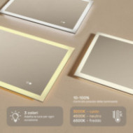 Specchio da bagno arrotondato con illuminazione a LED, 120x70cm, Bicolore, Interruttore tattile, Tappetino riscaldante