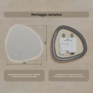 Specchio irregolare illuminato, 74x74 cm, bicolore, interruttore tattile