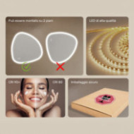 Specchio irregolare con illuminazione, 94x94 cm, bicolore, interruttore tattile, tappetino riscaldante