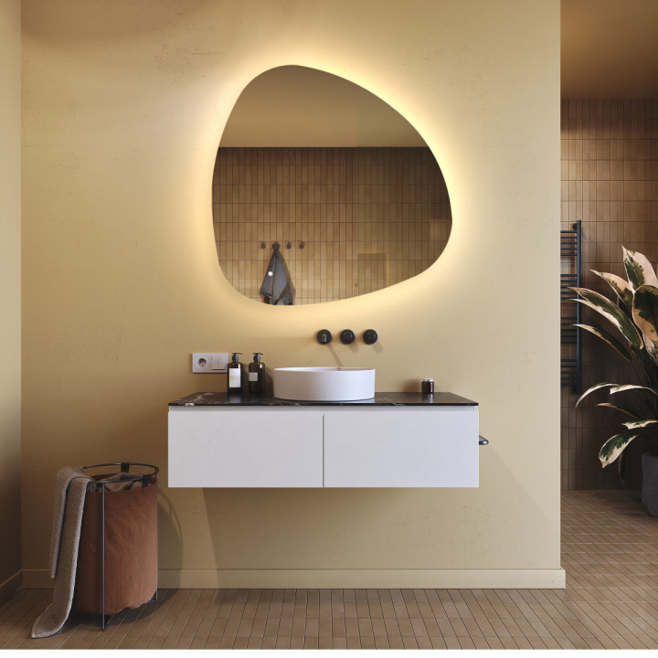 Specchio da bagno con illuminazione, 94x94 cm, bicolore, interruttore tattile