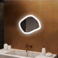 Specchio da bagno con illuminazione, 64x54 cm, bicolore, interruttore tattile