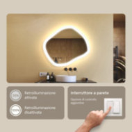 Specchio da bagno con illuminazione, 74x64 cm, bicolore, interruttore touch