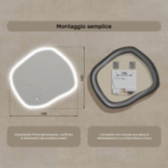 Specchio da bagno con illuminazione, 74x64 cm, bicolore, interruttore touch